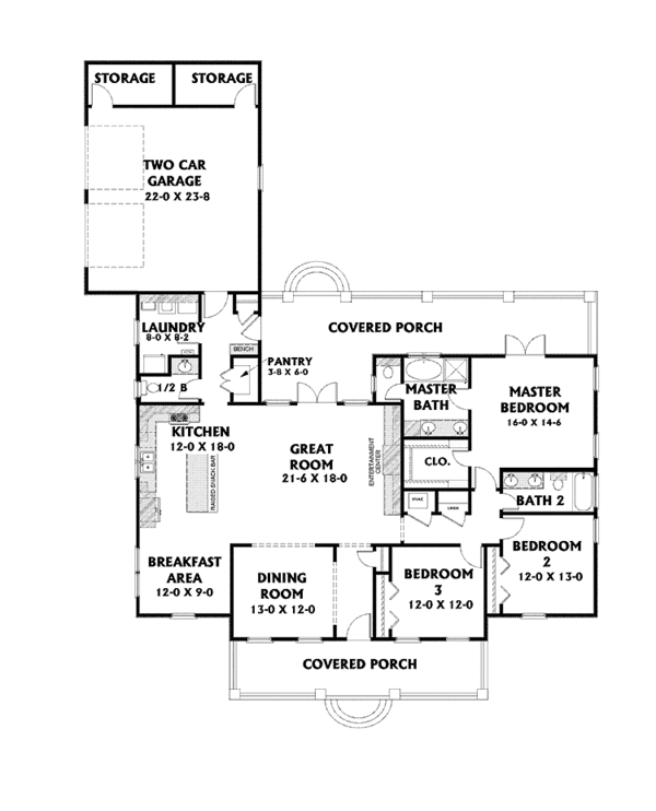 Home Plan - Country Floor Plan - Main Floor Plan #44-221