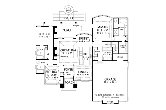 Floor Plan - Main Floor for European House Plan #929-957 - 3 bed, 3 bath