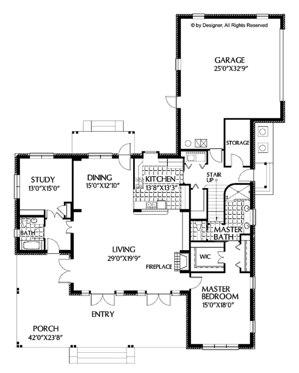 House Plan Design - Country Floor Plan - Main Floor Plan #999-114