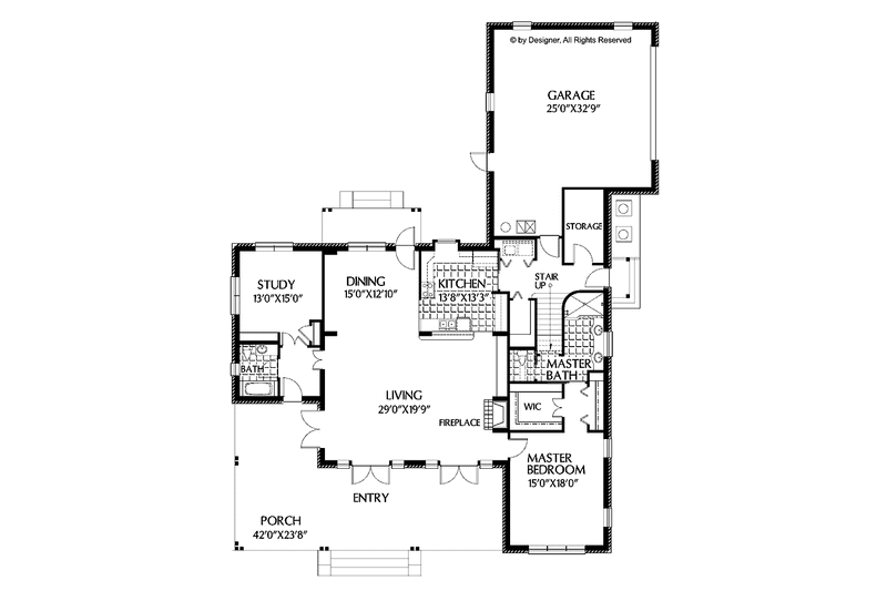 Home Plan - Floor Plan - Main Floor for Country House Plan #999-114 - 3 bed, 3 bath