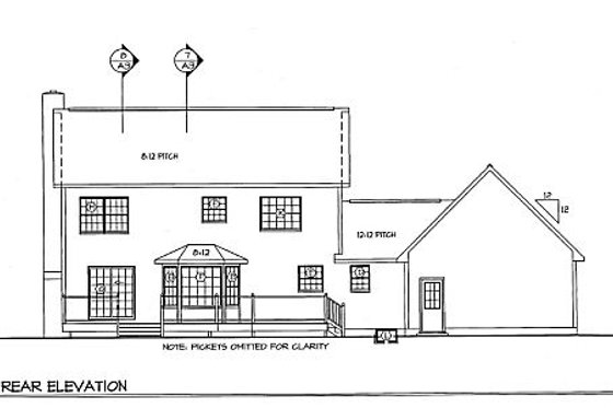 Exterior - Rear Elevation for Country House Plan #312-626 - 3 bed, 2.5 bath