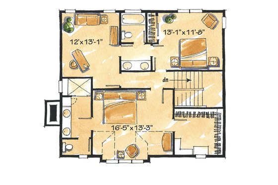 Floor Plan - Upper Floor for Craftsman House Plan #942-26 - 2 bed, 2.5 bath