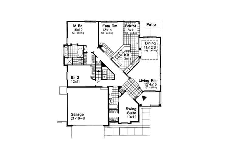 Dream House Plan - Floor Plan - Main Floor for European House Plan #320-650 - 3 bed, 2 bath