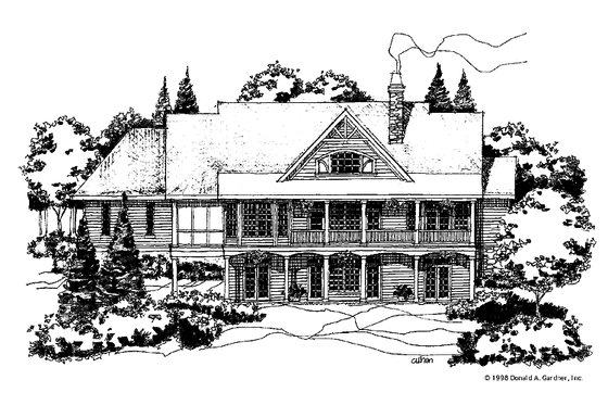 Exterior - Rear Elevation for Country House Plan #929-441 - 4 bed, 3.5 bath