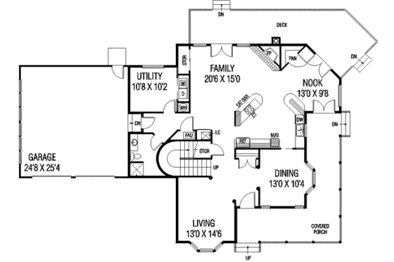 Floor Plan - Main Floor for Country House Plan #60-128 - 6 bed, 4 bath
