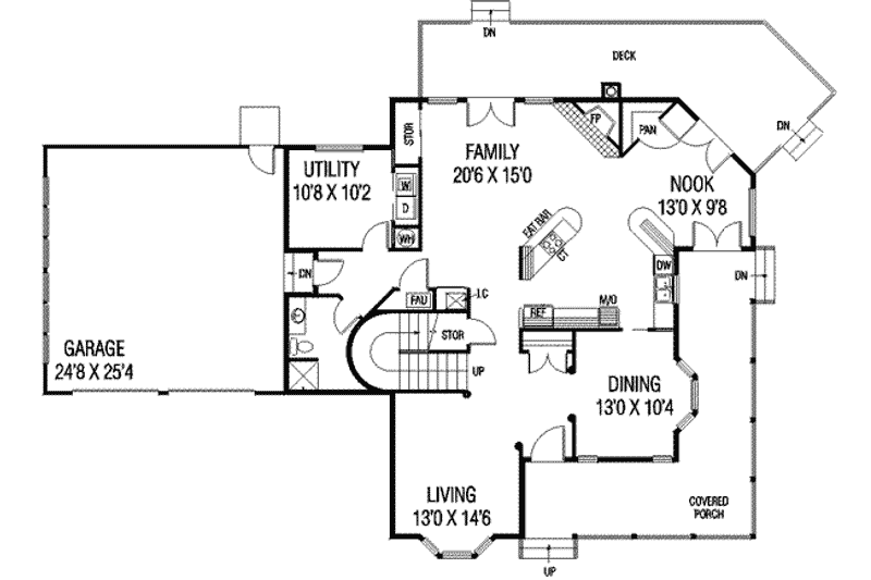House Blueprint - Floor Plan - Main Floor for Country House Plan #60-128 - 6 bed, 4 bath