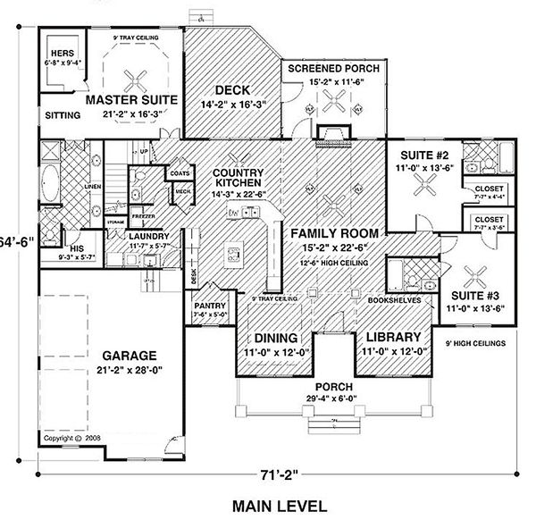 Main floor - 2200 square foot 3 bedroom country home