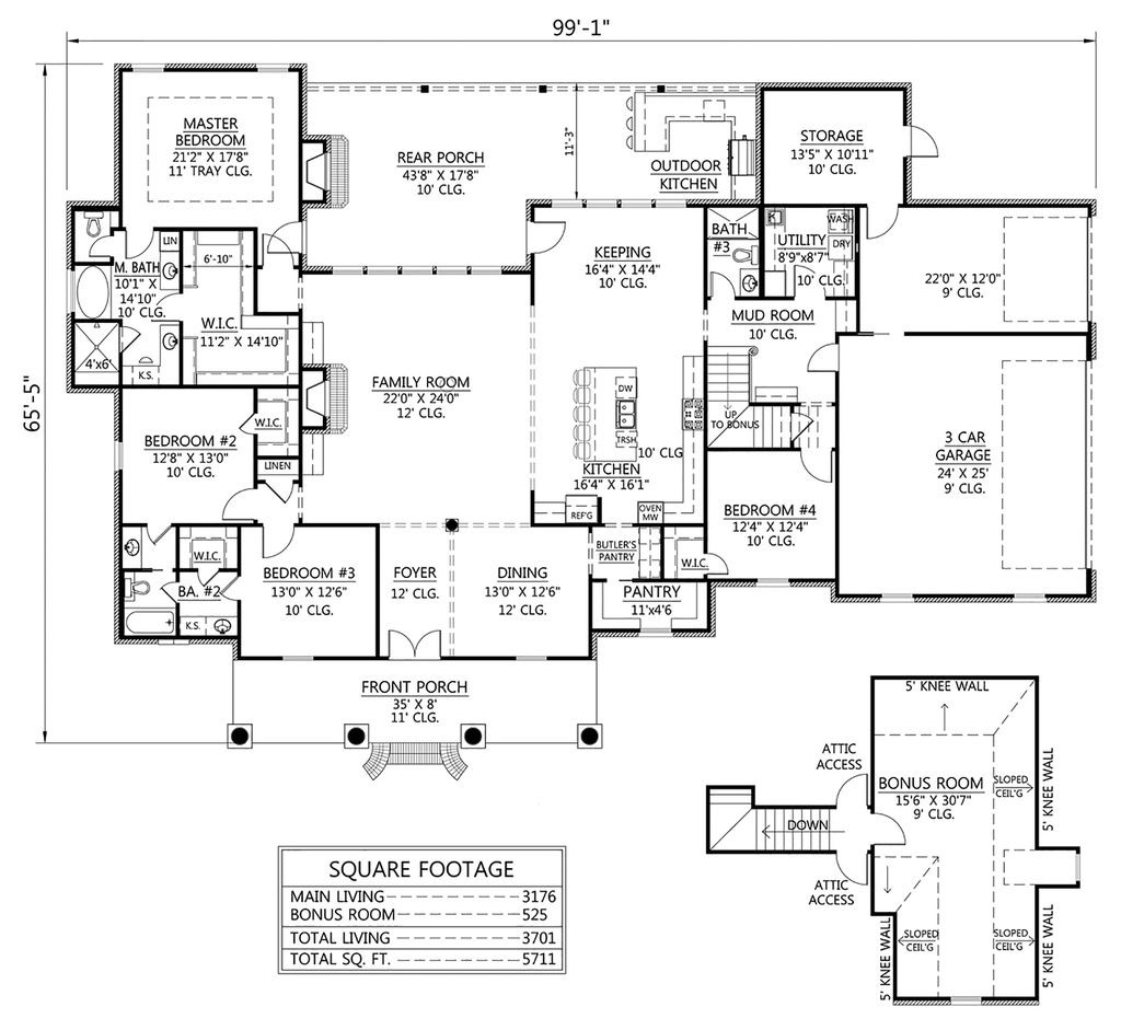 Southern Style House Plan - 4 Beds 3 Baths 3176 Sq/Ft Plan #1074-2