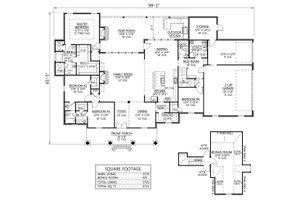 Floor Plan - Main Floor for Southern House Plan #1074-2 - 4 bed, 3 bath