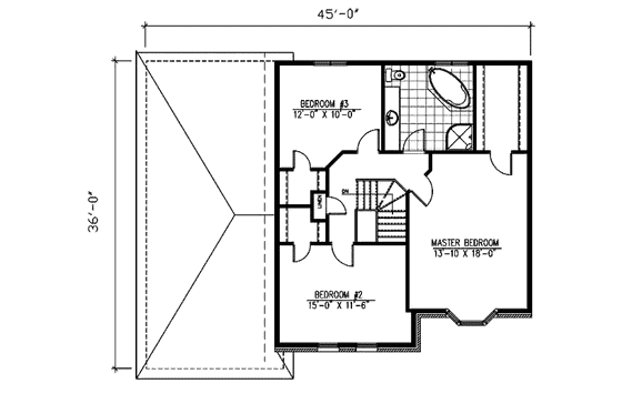 Floor Plan - Upper Floor for European House Plan #138-262 - 3 bed, 1.5 bath