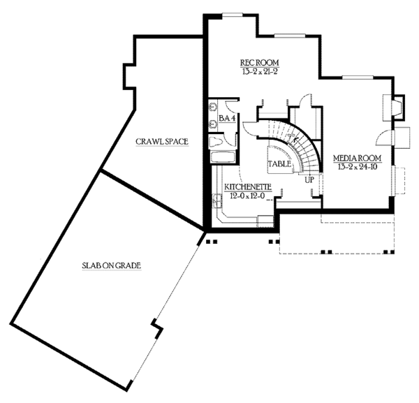 Craftsman Floor Plan - Lower Floor Plan #132-373