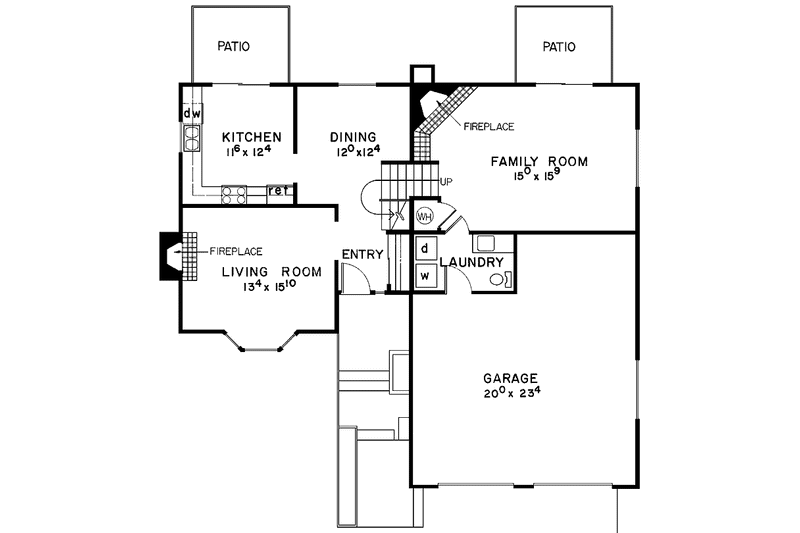 Home Plan - Floor Plan - Main Floor for Contemporary House Plan #60-858 - 3 bed, 2.5 bath