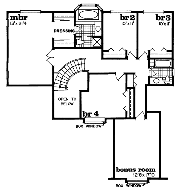 House Blueprint - Tudor Floor Plan - Upper Floor Plan #47-708