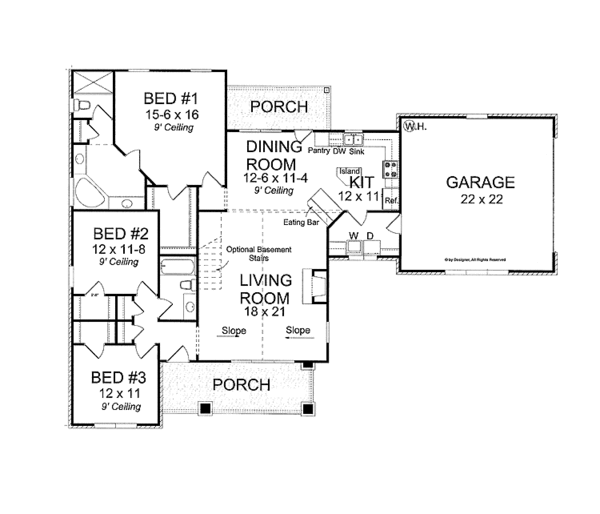 Home Plan - Craftsman Floor Plan - Main Floor Plan #513-2119