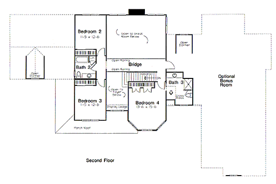 Floor Plan - Upper Floor for European House Plan #312-830 - 4 bed, 4 bath