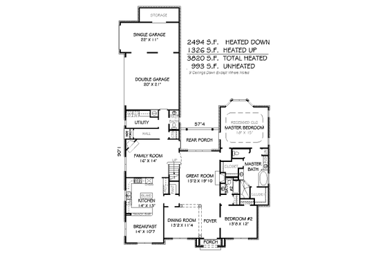 Floor Plan - Main Floor for European House Plan #424-14 - 5 bed, 4.5 bath