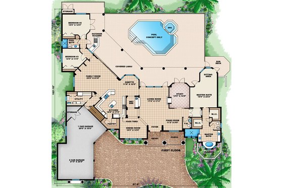 Floor Plan - Main Floor for European House Plan #27-426 - 5 bed, 4.5 bath