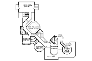 Floor Plan - Upper Floor for European House Plan #65-470 - 4 bed, 5 bath