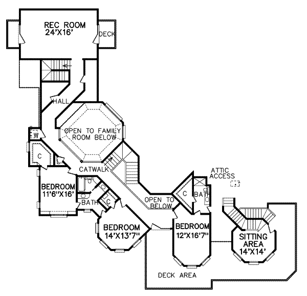European Floor Plan - Upper Floor Plan #65-470