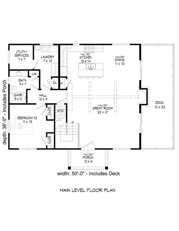 Country Floor Plan - Main Floor Plan #932-54