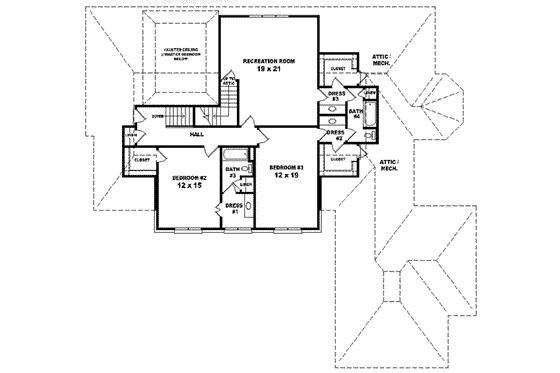 Floor Plan - Upper Floor for European House Plan #81-604 - 3 bed, 4 bath
