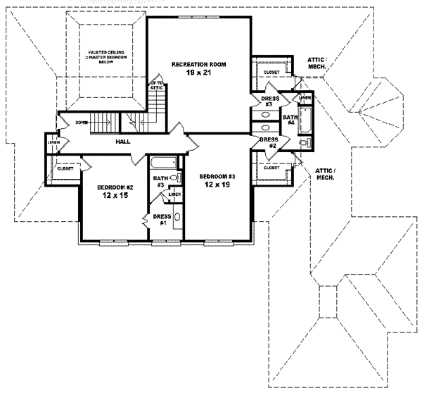 European Floor Plan - Upper Floor Plan #81-604