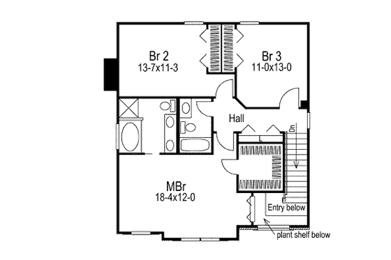 Floor Plan - Upper Floor for Country House Plan #57-319 - 3 bed, 2.5 bath