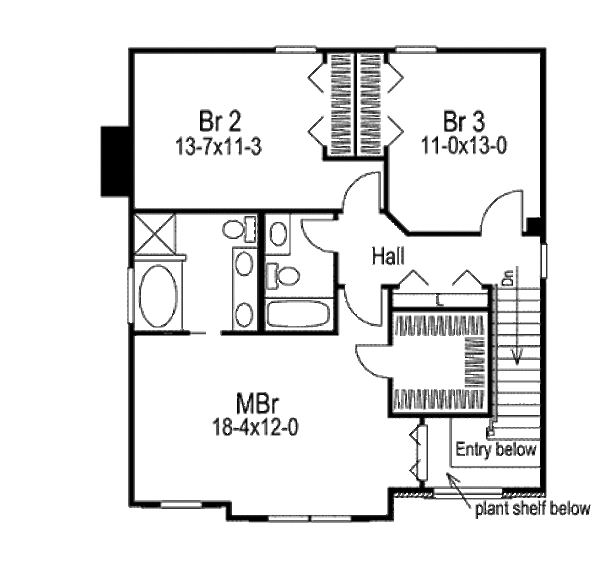Country Floor Plan - Upper Floor Plan #57-319