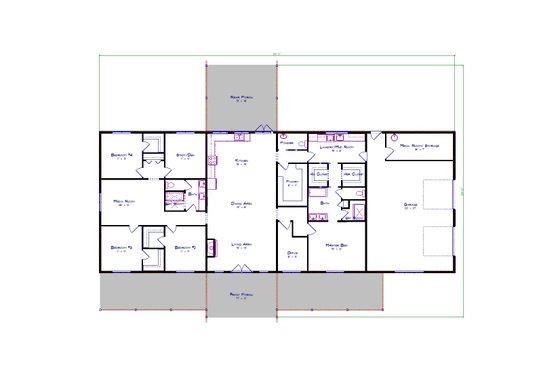 Floor Plan - Main Floor for Barndominium House Plan #1115-9 - 4 bed, 2.5 bath