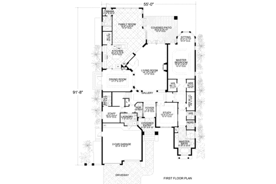 Floor Plan - Main Floor for Mediterranean House Plan #420-163 - 5 bed, 6.5 bath