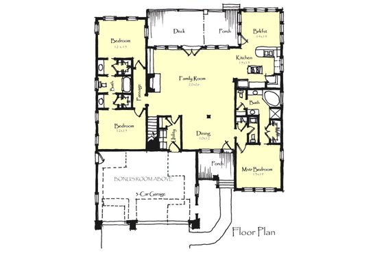 Floor Plan - Main Floor for Craftsman House Plan #921-21 - 3 bed, 2.5 bath