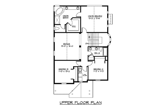 Floor Plan - Upper Floor for Craftsman House Plan #132-124 - 3 bed, 2.5 bath