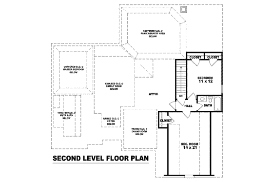Floor Plan - Upper Floor for European House Plan #81-1090 - 4 bed, 3 bath