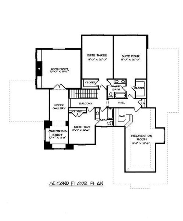 House Blueprint - European Floor Plan - Upper Floor Plan #413-150