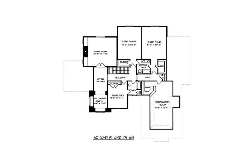House Plan Design - Floor Plan - Upper Floor for European House Plan #413-150 - 5 bed, 4 bath