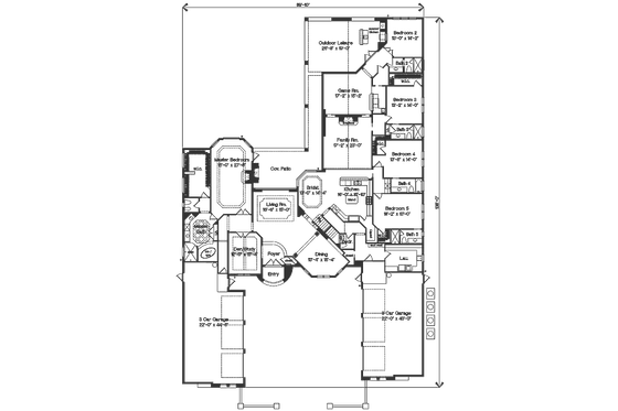 Floor Plan - Main Floor for European House Plan #135-152 - 6 bed, 6.5 bath