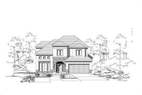 Exterior - Front Elevation for European House Plan #411-347 - 3 bed, 2.5 bath