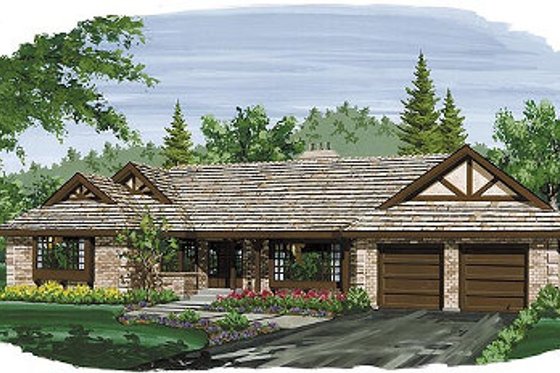 Exterior - Front Elevation for Ranch House Plan #47-152 - 4 bed, 2.5 bath
