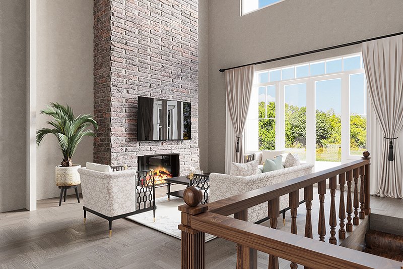 Home Plan - Interior - Family Room for European House Plan #54-552 - 6 bed, 5.5 bath