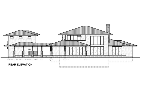 Exterior - Rear Elevation 1 for Contemporary House Plan #126-285 - 4 bed, 3 bath