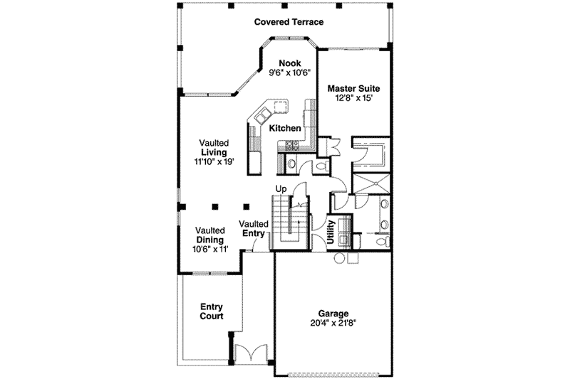 Home Plan - Floor Plan - Main Floor for Mediterranean House Plan #124-426 - 3 bed, 2.5 bath