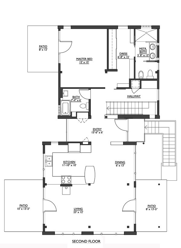 Modern house plan, main level floor plan by Architect, Nir Pearlson