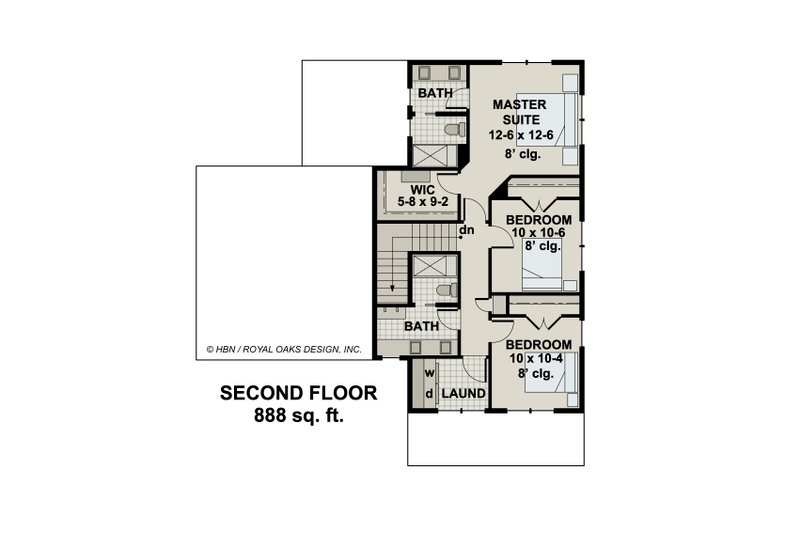 House Blueprint - Floor Plan - Upper Floor for Traditional House Plan #51-1189 - 3 bed, 2.5 bath