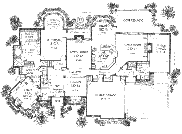 House Blueprint - European Floor Plan - Main Floor Plan #310-518