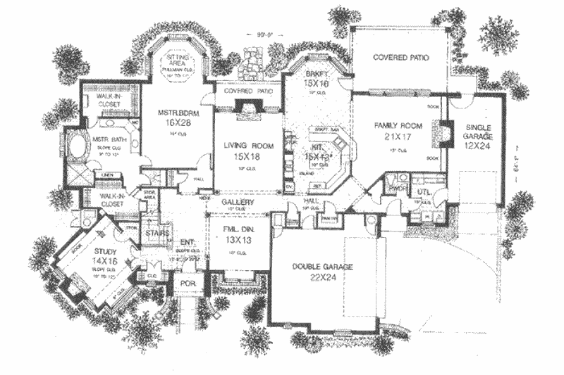 Home Plan - Floor Plan - Main Floor for European House Plan #310-518 - 4 bed, 4.5 bath