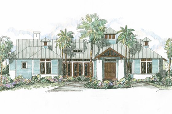 Exterior - Front Elevation for Beach House Plan #426-13 - 4 bed, 3.5 bath