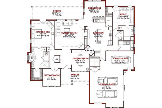 Floor Plan - Main Floor for Traditional House Plan #63-288 - 4 bed, 3.5 bath