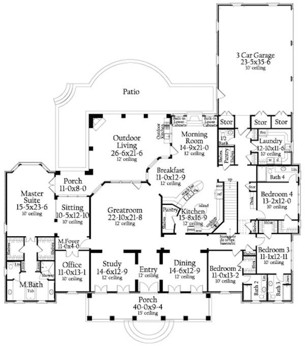 Home Plan - Southern Floor Plan - Main Floor Plan #406-9614