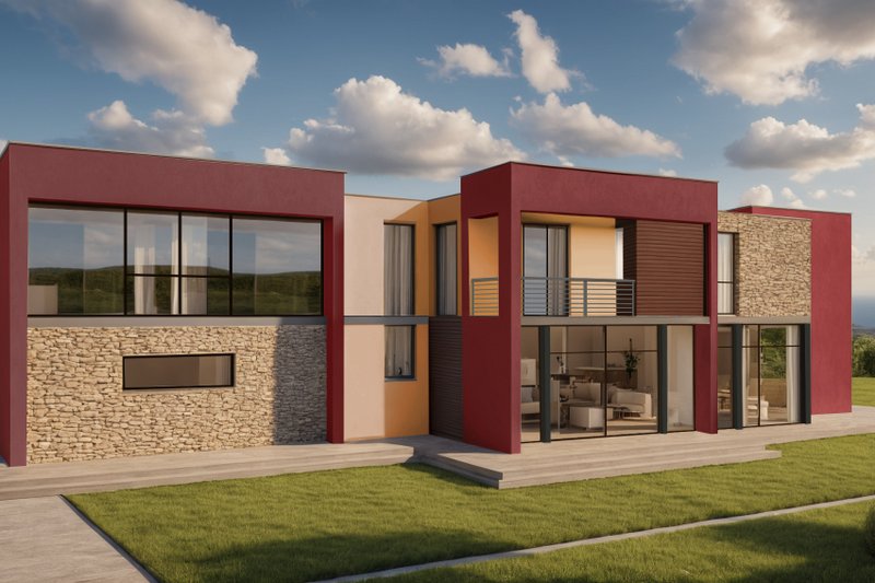 House Blueprint - Modern Exterior - Front Elevation Plan #542-1
