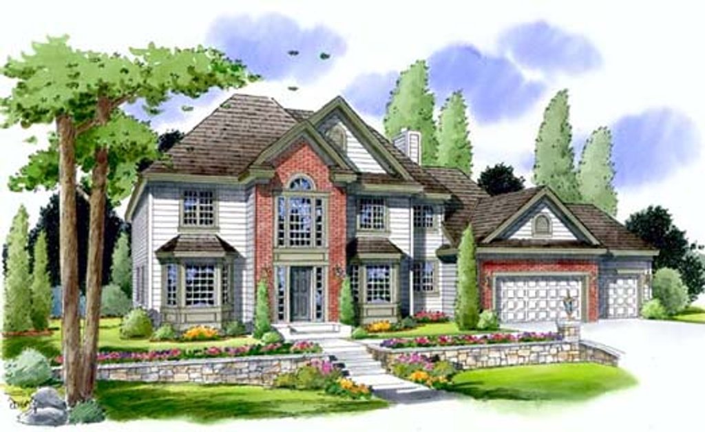 Exterior - Front Elevation 2 for European House Plan #312-552 - 4 bed, 2.5 bath